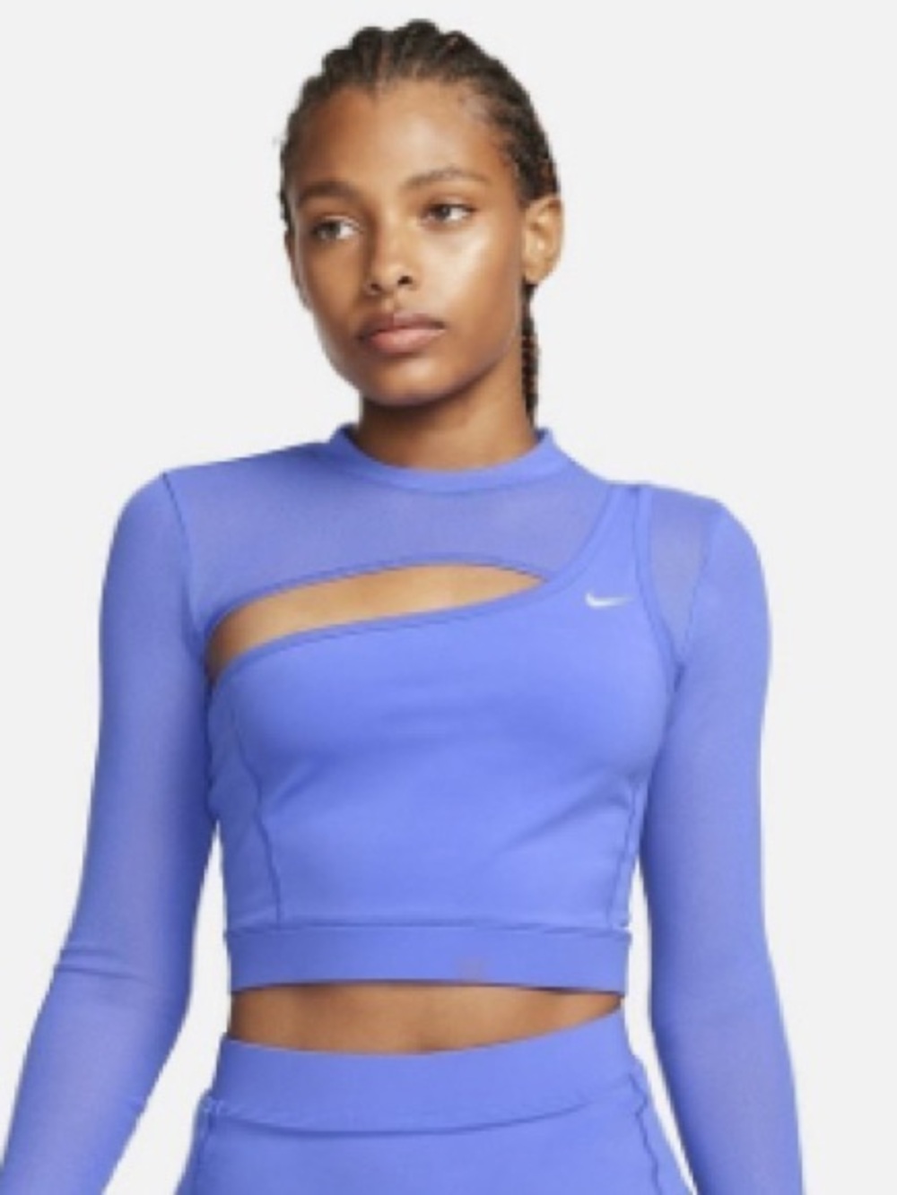 Nike Periwinkle Blue Cutout Long Sleeve Crop Top - size M - NWT
